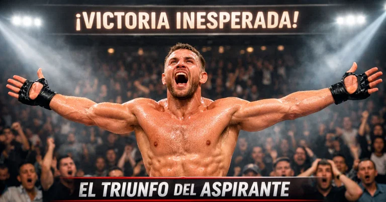 Peleador no favorito celebrando una victoria sorpresa en el octogono de UFC