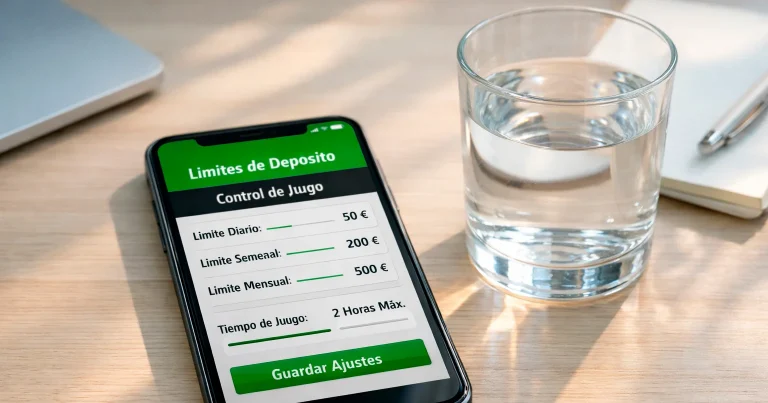 Telefono mostrando la configuracion de limites de deposito en una plataforma de apuestas deportivas